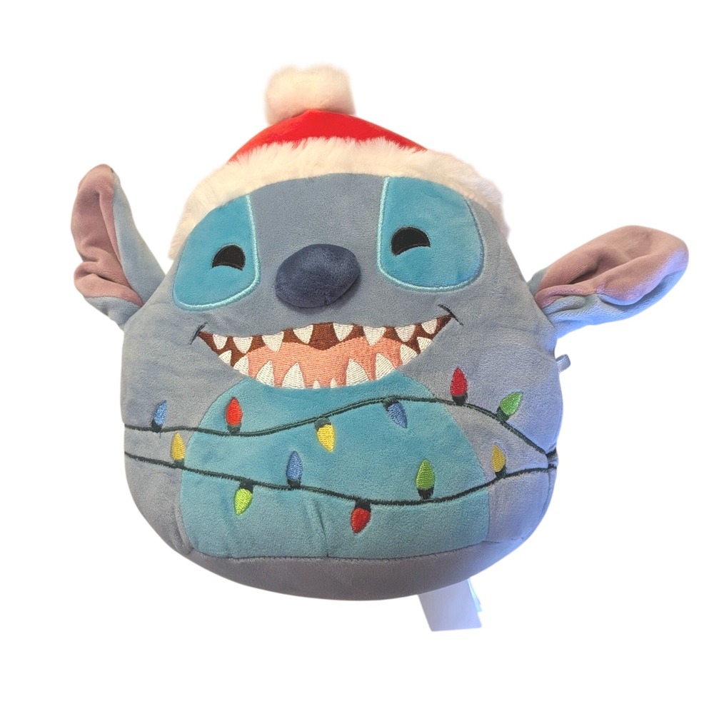 Disney Lilo & Stitch Christmas Santa Hat Plush Holiday Lights 8β Inch Blue